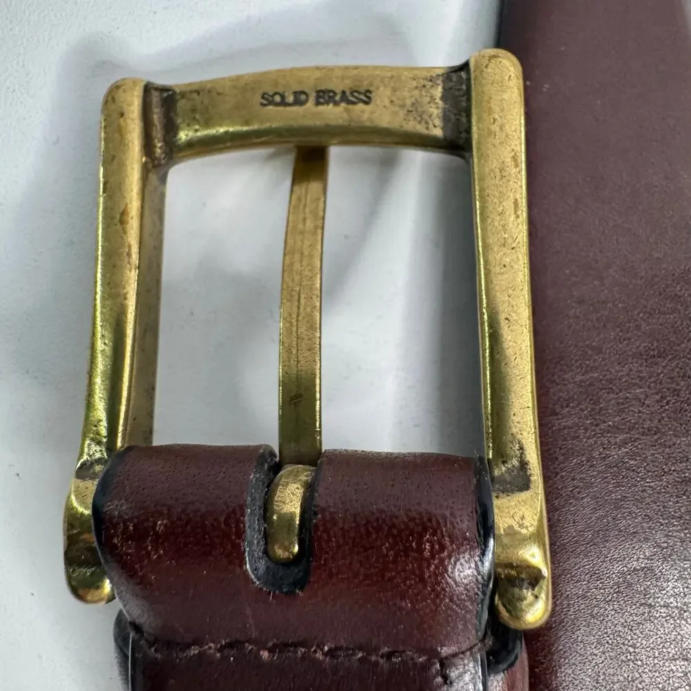 Dockers Brown Full Grain Leather Belt Solid Brass Size 42